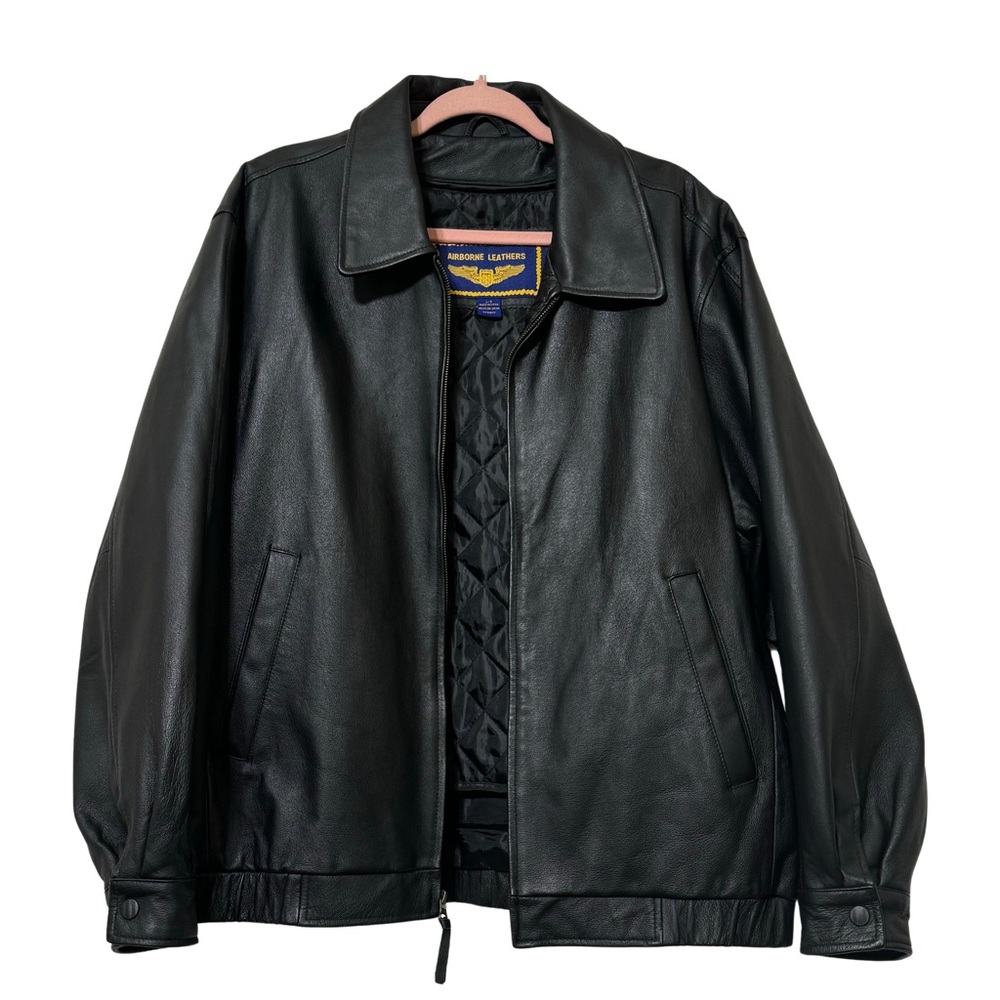 Airborne Leathers Men’s Leather Jacket, Size Large